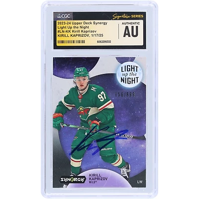 Kirill Kaprizov Minnesota Wild Autographed - Upper Deck Synergy Light Up the Night #LN-KK #/899 CGC Fanatics Witnessed Authenticated Card