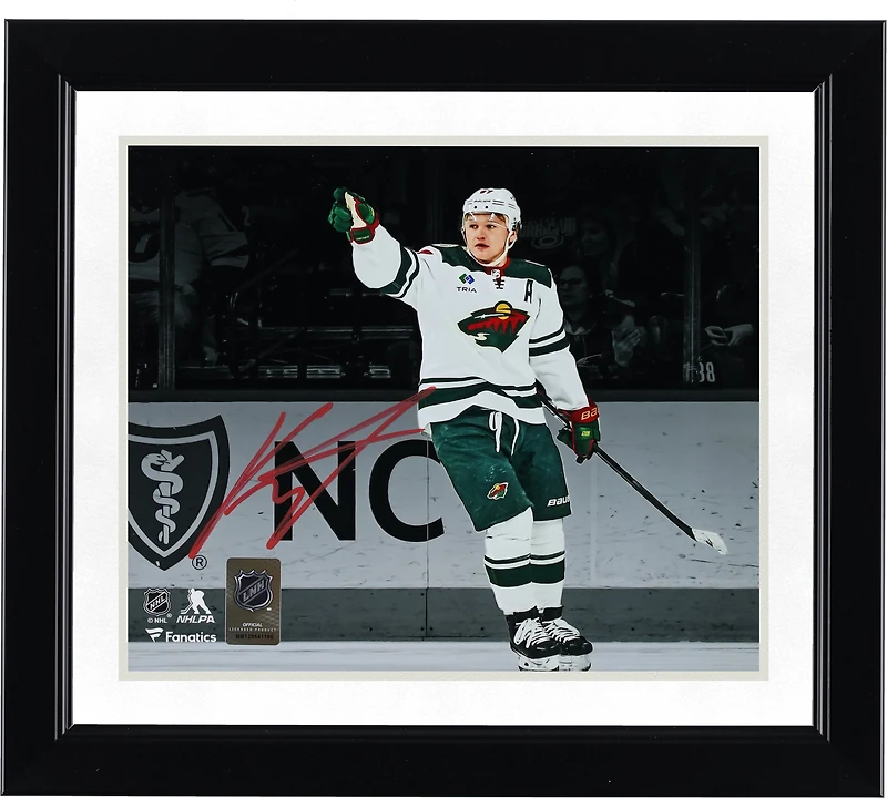 Kirill Kaprizov Minnesota Wild Autographed 8" x 10" White Jersey Celebrating Spotlight Photograph