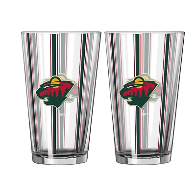 Logo Brands Minnesota Wild Two-Piece 16oz. Striped Pint Glass Set