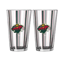 Logo Brands Minnesota Wild Two-Piece 16oz. Striped Pint Glass Set