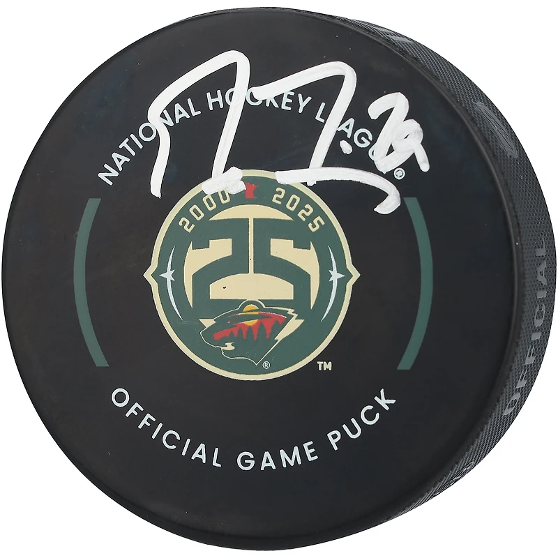 Rondelle de match officielle autographiée par Marc-André Fleury du Minnesota Wild, commémorant le 25e anniversaire