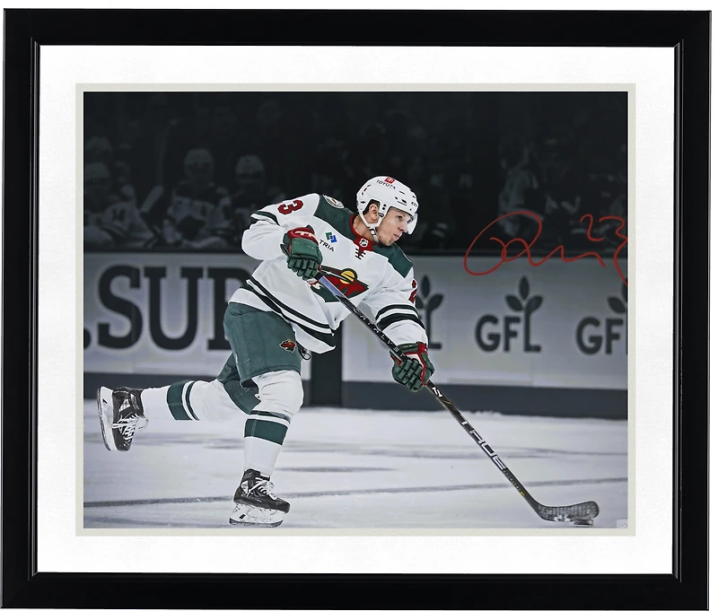 Marco Rossi Minnesota Wild Autographed 16" x 20" White Jersey Shooting Spotlight Photograph