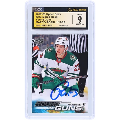 Carte de recrue autographiée 2022-23 Upper Deck Series 1 Young Guns #243 CGC Fanatics Witnessed Authenticated 9/10 Rookie Card de Marco Rossi Minnesota Wild