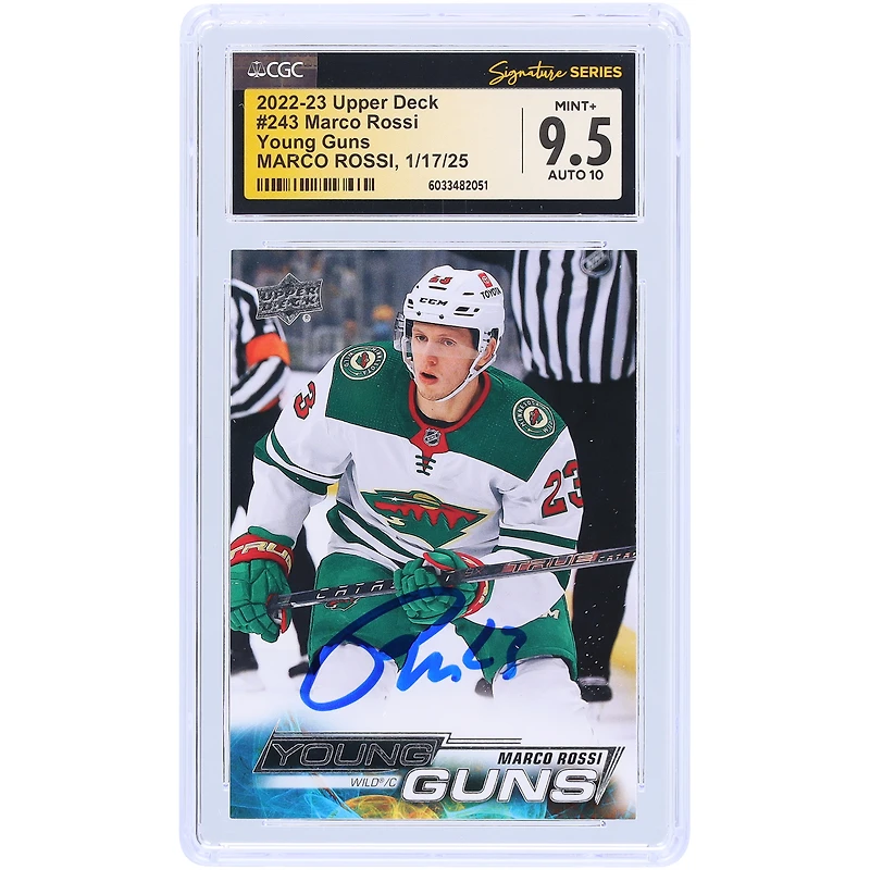 Marco Rossi Minnesota Wild Autographed 2022-23 Upper Deck Series 1 Young Guns #243 CGC Fanatics Witnessed Authenticated /10 Rookie Card