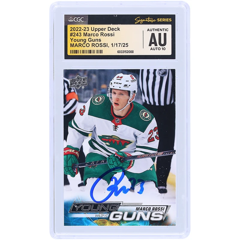 Marco Rossi Minnesota Wild Autographed 2022-23 Upper Deck Series 1 Young Guns #243 CGC Fanatics Witnessed Authenticated Auto 10 Rookie Card