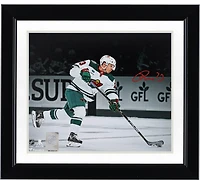 Photographie autographiée de Marco Rossi, maillot blanc du Minnesota Wild, 20 x 25 cm, prise de vue en plein écran