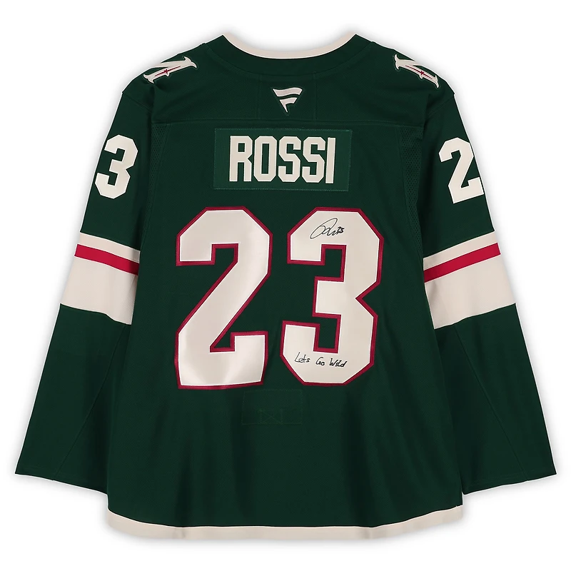 Marco Rossi Minnesota Wild Autographed Green Fanatics Premium Jersey with "Lets Go Wild" Inscription