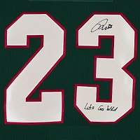 Maillot vert Fanatics Premium autographié par Marco Rossi du Minnesota Wild avec inscription « Let's Go Wild »