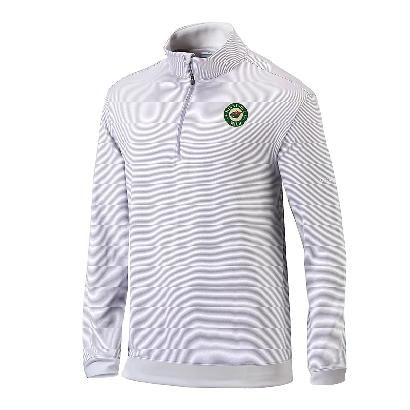 Men's Columbia Gray Minnesota Wild Even Lie Omni-Wick Quarter-Zip Top