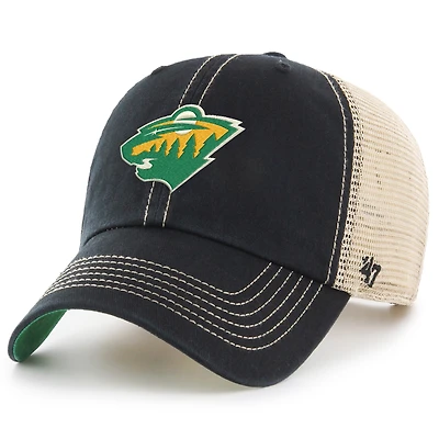 Men's '47 Black/Natural Minnesota Wild Trawler Alternate Clean Up Trucker Adjustable Hat
