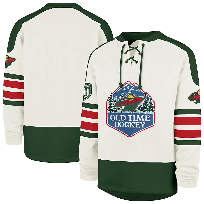 Sweat-shirt à lacets éternel Minnesota Wild Pond Hockey Trio '47 crème pour homme