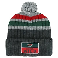 Men's '47 Gray Minnesota Wild Stack Patch Cuffed Knit Hat with Pom