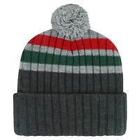 Bonnet en tricot à revers avec patch Minnesota Wild Stack '47 gris pour hommes avec pompon
