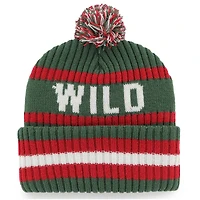 Bonnet en tricot à revers Minnesota Wild Bering '47 vert pour homme avec pompon
