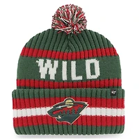 Bonnet en tricot à revers Minnesota Wild Bering '47 vert pour homme avec pompon