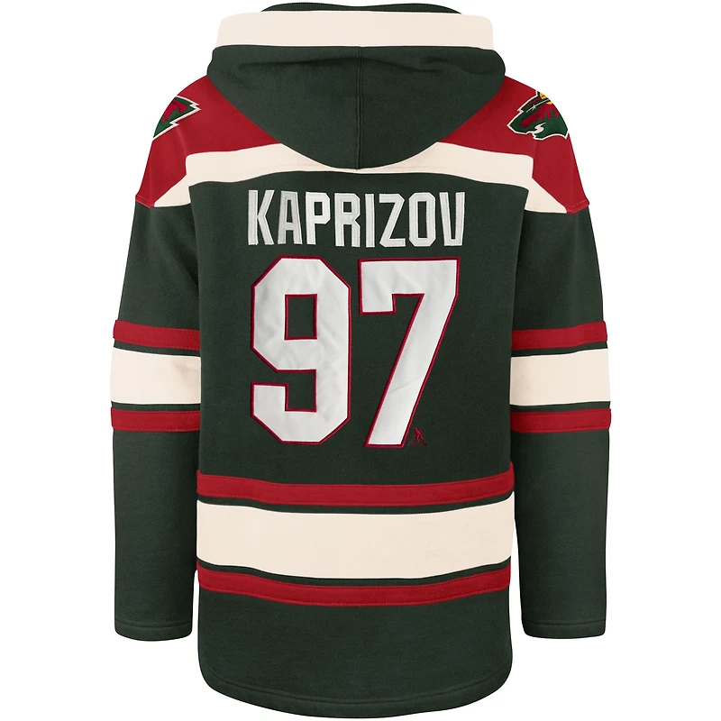 Sweat à capuche '47 Kirill Kaprizov pour hommes, vert, Minnesota Wild, nom et numéro du joueur Lacer