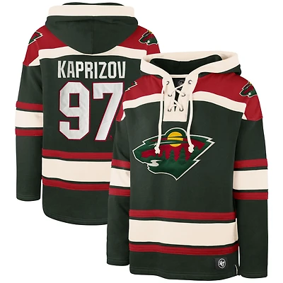 Sweat à capuche '47 Kirill Kaprizov pour hommes, vert, Minnesota Wild, nom et numéro du joueur Lacer