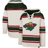 Men's '47  Oatmeal Minnesota Wild Rockaway Lacer Pullover Hoodie