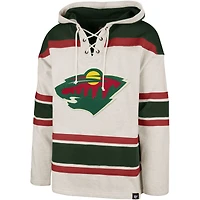 Men's '47  Oatmeal Minnesota Wild Rockaway Lacer Pullover Hoodie