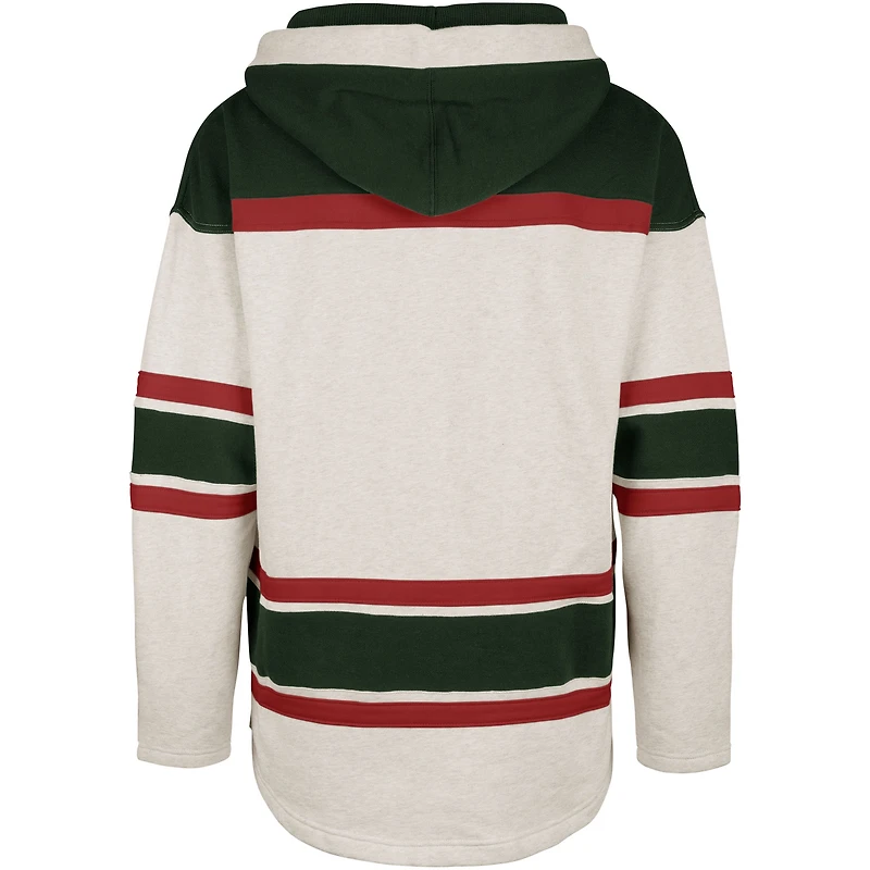 Men's '47  Oatmeal Minnesota Wild Rockaway Lacer Pullover Hoodie