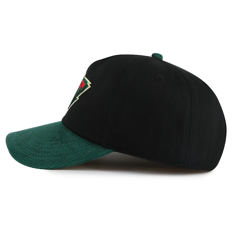 Men's American Needle Black/Green Minnesota Wild Burnett Adjustable Hat