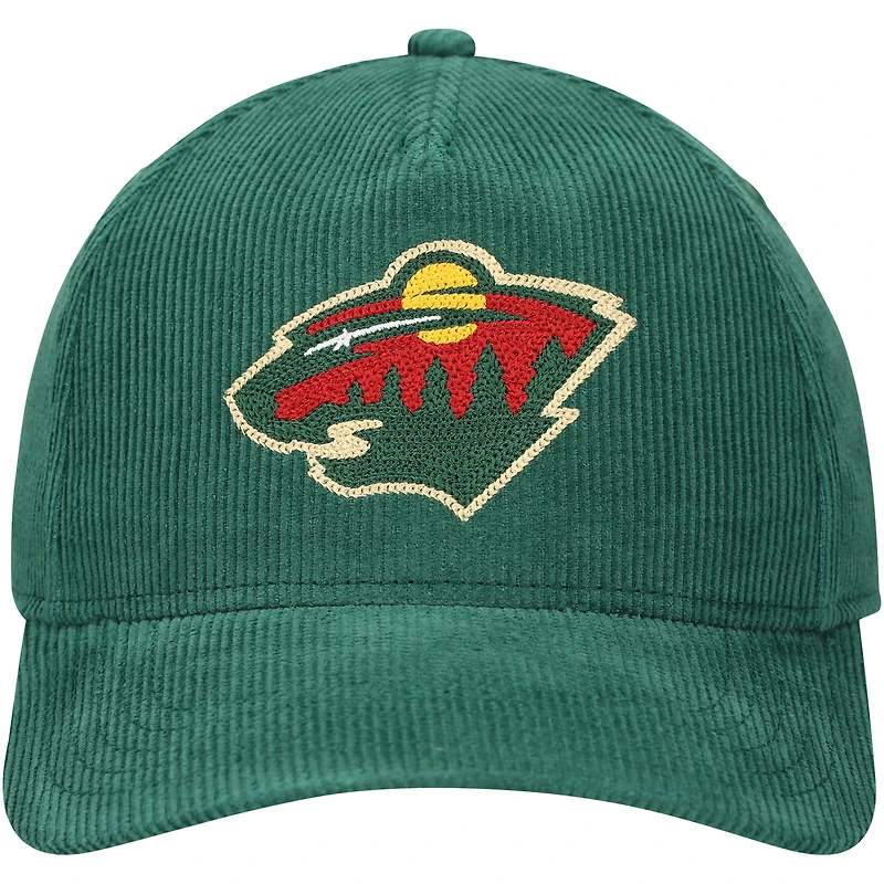 Chapeau réglable en velours côtelé sauvage du Minnesota pour hommes, vert aiguille américaine, point de chaîne