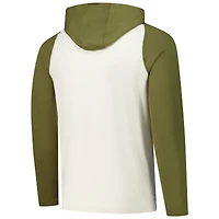 T-shirt à capuche manches longues raglan Minnesota Wild Intrepid Sand pour homme, couleur crème/olive Antigua
