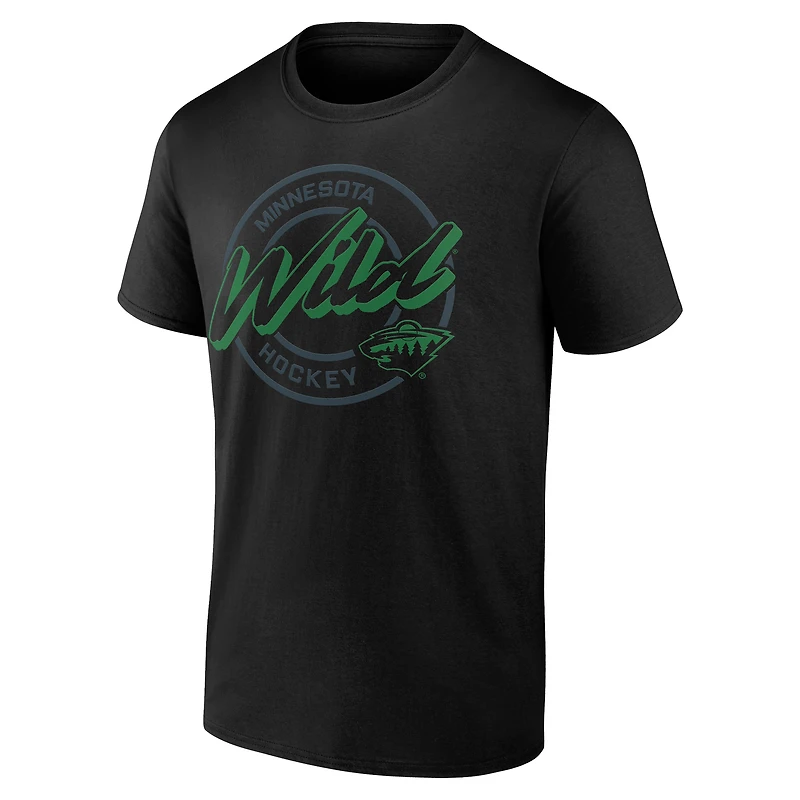 Men's  Black Minnesota Wild Color Block Puck T-Shirt