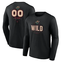 Men's Black Minnesota Wild Custom Midfielder Long Sleeve T-Shirt