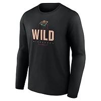 Men's Black Minnesota Wild Custom Midfielder Long Sleeve T-Shirt