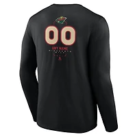 Men's Black Minnesota Wild Custom Midfielder Long Sleeve T-Shirt