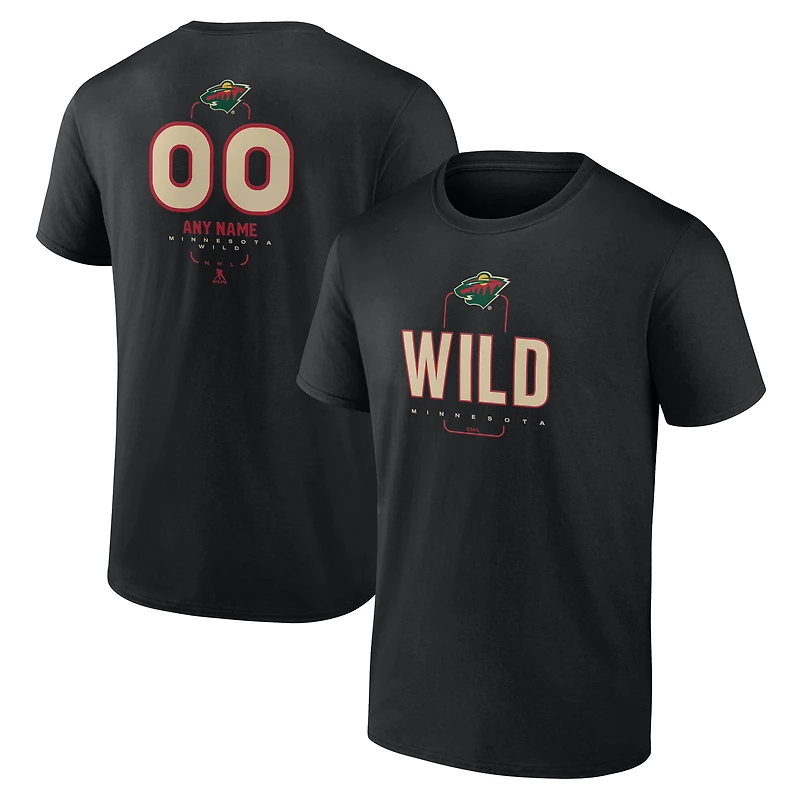 Men's Black Minnesota Wild Custom Midfielder T-Shirt