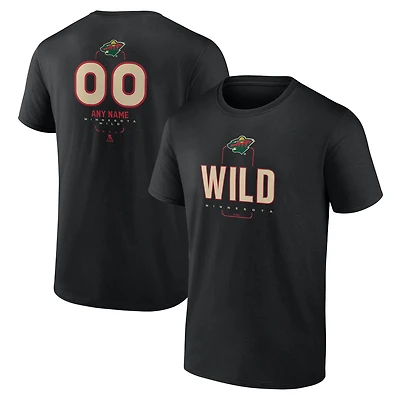 T-shirt noir personnalisé pour homme, milieu de terrain des Minnesota Wild