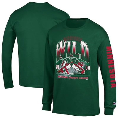 Men's Champion Green Minnesota Wild Long Sleeve Jersey T-Shirt