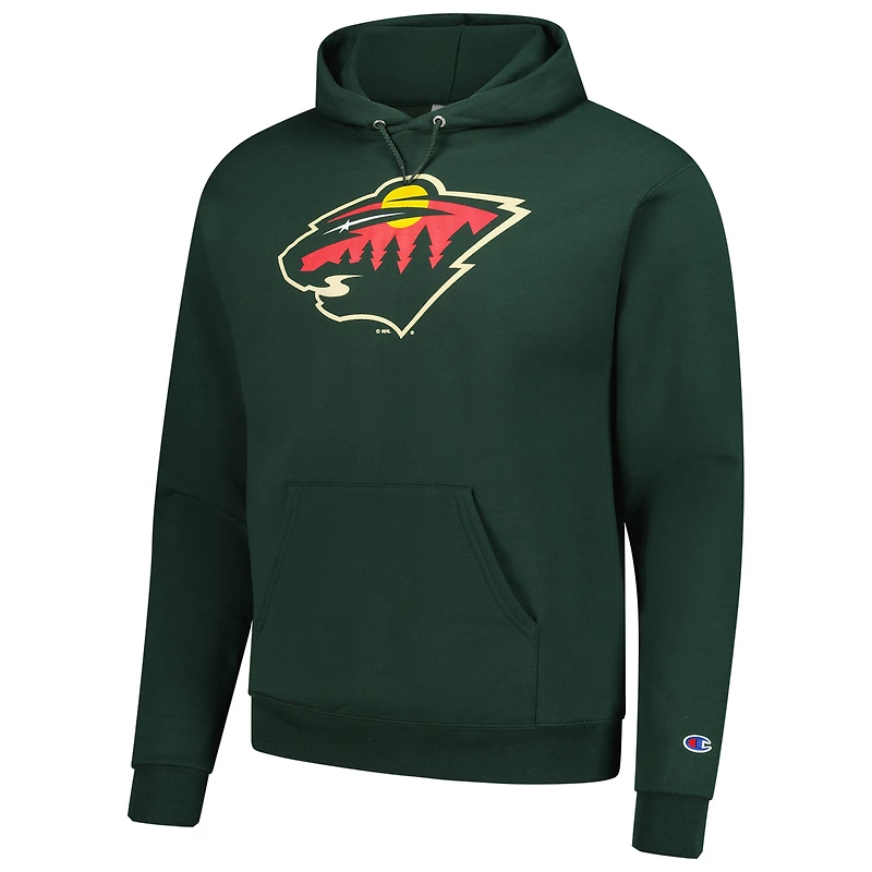 Sweat à capuche Champion Green Minnesota Wild pour homme avec logo principal 1-Hit