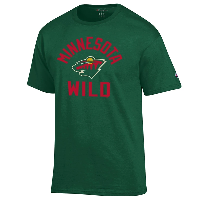 Men's Champion Green Minnesota Wild Primary Logo Jersey T-Shirt