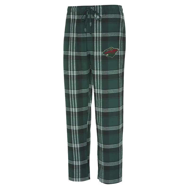 Men's Concepts Sport Green/Black Minnesota Wild Region Flannel Sleep Pants