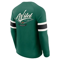 T-shirt Henley à manches longues raglan en tricot gaufré vert Minnesota Wild pour homme, collection Darius Rucker par Fanatics