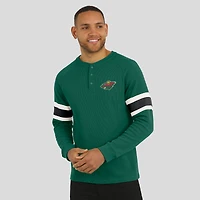 T-shirt Henley à manches longues raglan en tricot gaufré vert Minnesota Wild pour homme, collection Darius Rucker par Fanatics