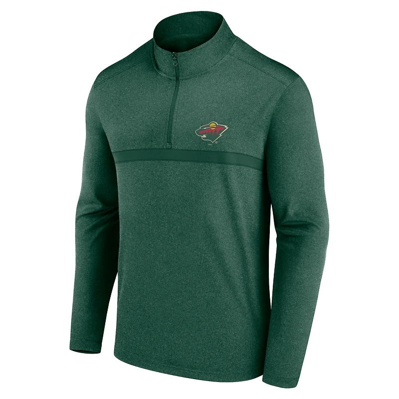 Haut à glissière quart de tour raglan vert foncé pour homme Minnesota Wild Head-to-Head