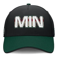 Casquette Fanatics noire/verte pour homme, Authentic Pro Rink Team Code Flex, Minnesota Wild