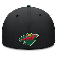 Casquette Fanatics noire/verte pour homme, Authentic Pro Rink Team Code Flex, Minnesota Wild