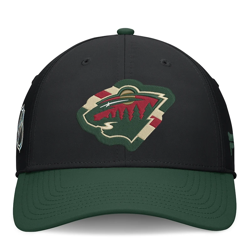 Men's Fanatics Black/Green Minnesota Wild Flex Fit Hat
