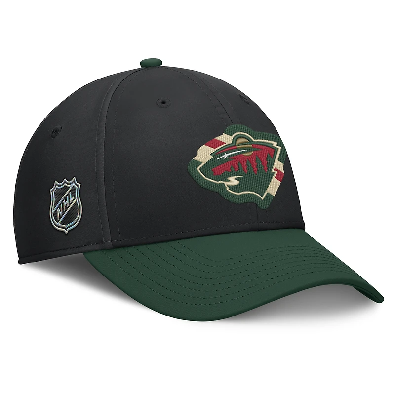 Men's Fanatics Black/Green Minnesota Wild Flex Fit Hat