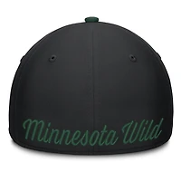 Men's Fanatics  Black/Green Minnesota Wild Flex Fit Hat