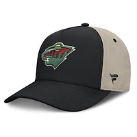 Men's Fanatics Black/Tan Minnesota Wild 2026 Stanley Cup Playoffs Locker Room Adjustable Hat