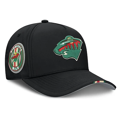 Casquette ajustable en forme de A pour homme Fanatics Black Minnesota Wild, repêchage 2025 de la LNH, Authentic Pro On-Stage Podium