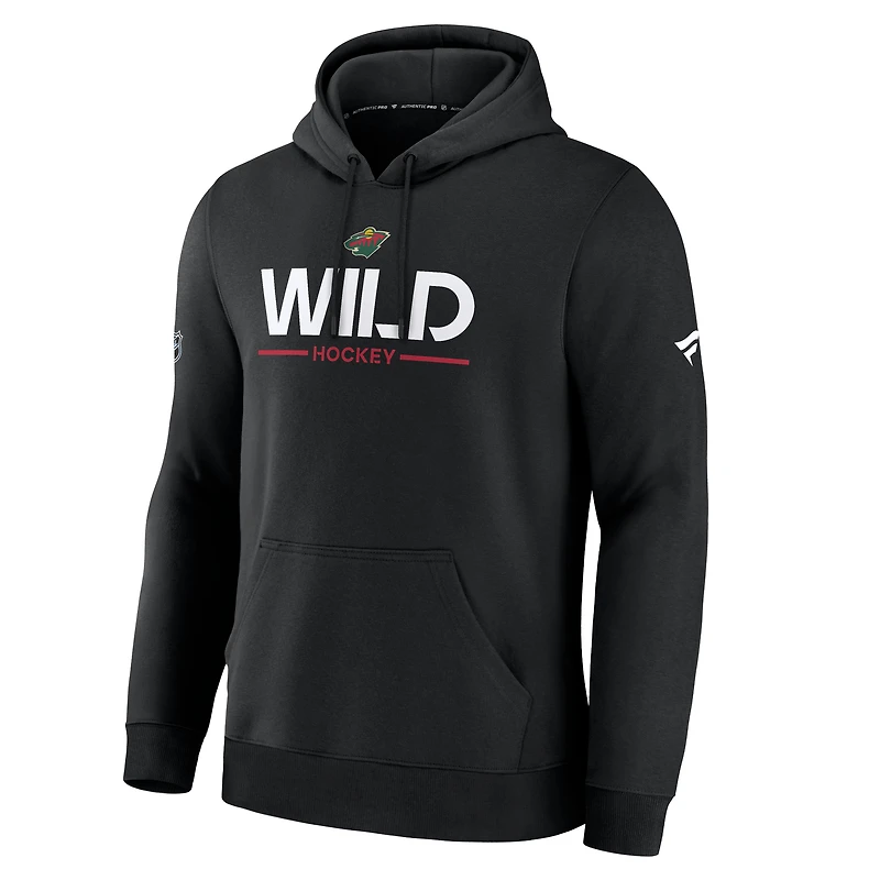 Sweat à capuche noir authentique des Wild du Minnesota Fanatics pour homme