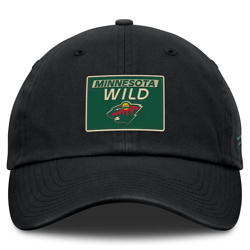 Casquette ajustable authentique Pro Prime noire Minnesota Wild Fanatics pour homme