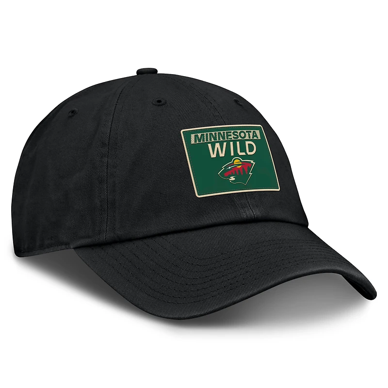 Casquette ajustable authentique Pro Prime noire Minnesota Wild Fanatics pour homme